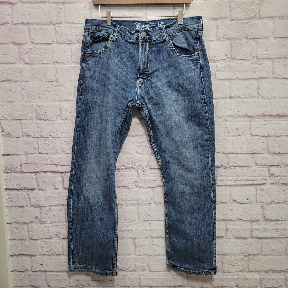 Wrangler Retro Blue Denim Jeans Men 36X30 Slim Bootcut Y2K Workwear Western Gorp